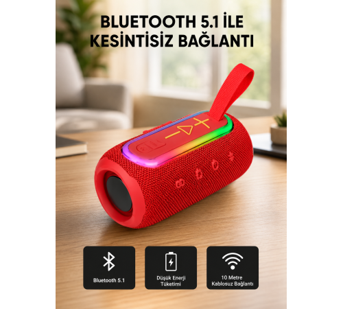 Yeni Nesil Bluetooth 5.1 Hoparlör – Güçlü Ses, Hızlı Bağlantı, Uzun Pil Ömrü