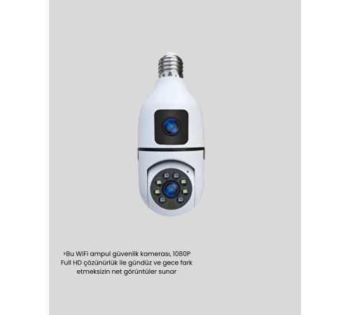 1080P WiFi Ampul Kamera Uzaktan Erişimli Hareket Sensörlü Gece Görüşlü