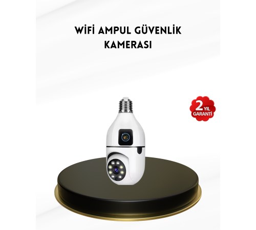 WiFi Ampul Güvenlik Kamerası 1080P Full HD Gece Görüşlü ve Hareket Algılamalı