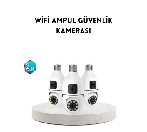 WiFi Ampul Güvenlik Kamerası 1080P Full HD Gece Görüşlü ve Hareket Algılamalı