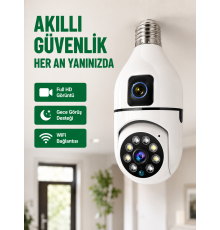 WiFi Ampul Güvenlik Kamerası 1080P Full HD Gece Görüşlü ve Hareket Algılamalı