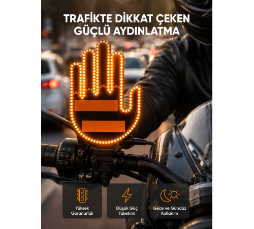 176 LED’li Amber Trafik Uyumlu Sinyal Işığı – El Hareketiyle Kontrol