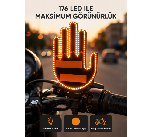 El Hareketiyle Kontrol Edilen 176 LED Amber Güvenlik Lambası