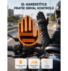176 LED Amber Renkli El Hareketiyle Kontrol Edilen Motosiklet Dönüş Sinyali