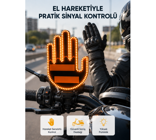 176 LED Amber Renkli El Hareketiyle Kontrol Edilen Motosiklet Dönüş Sinyali