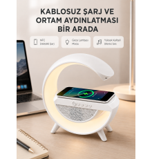 Bluetooth 5.0 Hoparlör – Kablosuz Şarj, RGB Gece Lambası ve FM Radyo