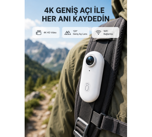 4K Full HD Spor Kamerası 360° Klips ve WiFi Özellikli