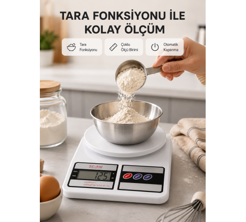 Hassas Dijital Mutfak Tartısı 1g Doğruluk, LCD Ekran, Otomatik Kapanma Yeni Nesil