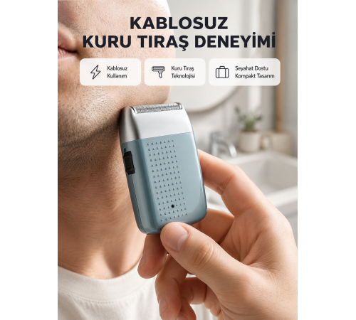 Şarjlı Kuru Kullanım Tıraş Makinesi – Kablosuz, Taşınabilir
