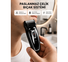 Uzun Pil Ömürlü Şarjlı Tıraş Makinesi – Hızlı Şarj, Ergonomik Tasarım, Çok Yönlü Kullanım