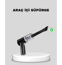 Mini Şarjlı Araç Süpürgesi – 120W Güçlü Motor, 5500PA Vakum Emiş, Yıkanabilir Filtre