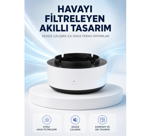 Hava Temizleyici Küllük ,Duman Filtreli, Sessiz Çalışan, Şık Tasarım