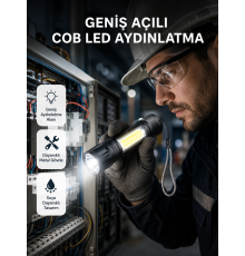 Profesyonel 4 Modlu Şarjlı El Feneri | 1300 mAh Batarya | Cree LED Teknolojisi