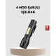 Profesyonel 4 Modlu Şarjlı El Feneri | 1300 mAh Batarya | Cree LED Teknolojisi