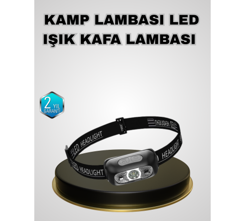 IPX5 Su Geçirmez Şarjlı LED Kafa Feneri | Hareket Sensörlü, Ayarlanabilir 60° Far