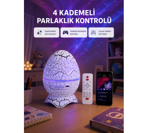 Galaksi Efektli Dinozor Yumurta Projektör – Yüksek Çözünürlüklü