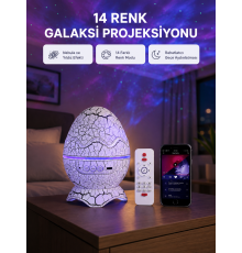 Yıldızlı Gökyüzü Dinozor Yumurta Projektör – Ayarlanabilir Parlaklık ve Hız