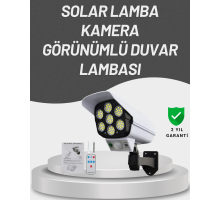 77 LED'li Güneş Enerjili Güvenlik Lambası ve Kukla Kamera – Hareket Sensörlü, 2400mAh Pilli
