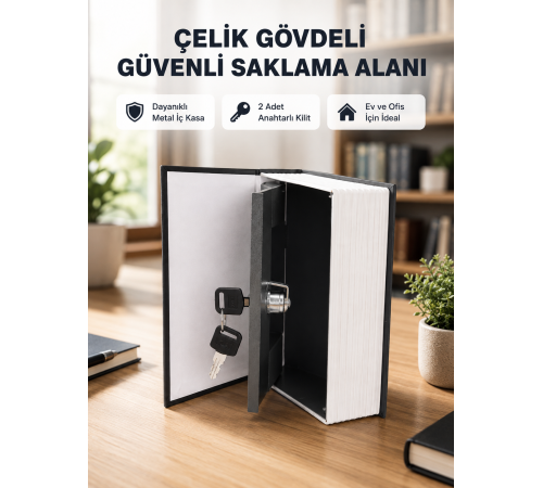 Anahtarlı Gizli Kitap Kasa – Metal İç Yapı, Kamuflajlı Sözlük Tasarım