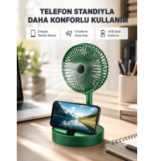 Taşınabilir Şarjlı Mini Fan – Katlanabilir Gövde, 3 Hız Kademesi