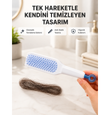Kendi Kendini Temizleyen Saç Tarağı – Anti-Statik, Silikon Uçlu, ABS Malzeme, 22x4 cm