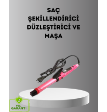2’si 1 Arada Saç Düzleştirici ve Maşa – 5 Isı Seviyesi, Seramik Kaplama, Döner Kablolu Ergonomik Tasarım