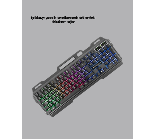 Set Işıklı Klavye Mouse + Bluetooth 5.2 Kulaklık  Paketi