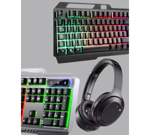 Set Işıklı Klavye Mouse + Bluetooth 5.2 Kulaklık  Paketi