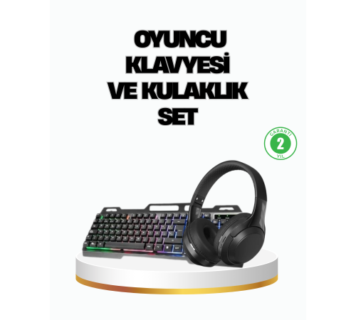 Işıklı  Klavye Mouse ve Bluetooth Kulaklık Seti Türkçe Q USB
