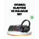 Işıklı  Klavye Mouse ve Bluetooth Kulaklık Seti Türkçe Q USB