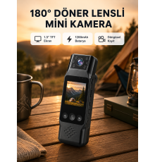 180° Döner Lensli Mini Kamera 1080P Full HD Hareket Algılama 1200mAh