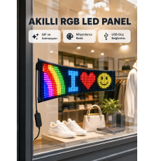 RGB LED Panel – USB Güç Girişli, GIF ve Yazı Gösterimli Akıllı Ekran