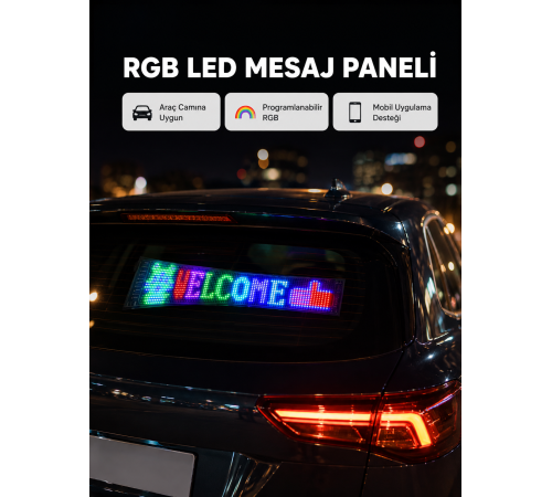 RGB LED Panel – Mobil Uyumlu, Yazı ve GIF Destekli, USB Bağlantılı Dekoratif Ekran