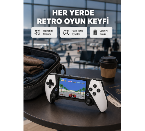 4.3 İnç Ekranlı Retro Oyun Konsolu – 64 GB Hafızalı, Şarjlı ve Multimedya Destekli