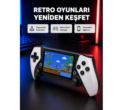Taşınabilir Retro Oyun Konsolu – 4.3 İnç Ekran, 64 GB Hafıza ve Klasik Oyun Arşivi