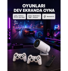 4K Wi-Fi 6 Projeksiyon Cihazı – 10.000+ Oyun Desteği, Kablosuz Bağlantı ve Çoklu Giriş Portları Yeni Nesil