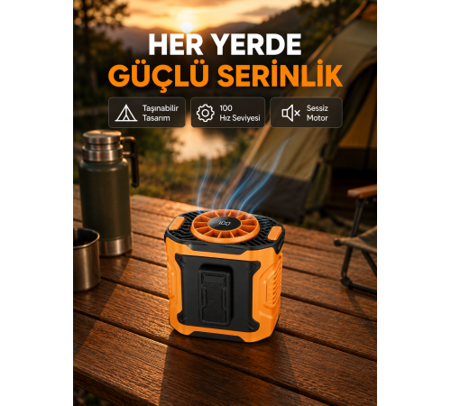 Turbo Mini Taşınabilir Fan – 100 Kademeli Dijital Hız Kontrolü ve Type-C Şarj