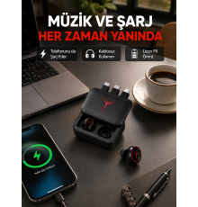 Powerbank Özellikli Bluetooth Kablosuz Kulaklık – Dokunmatik Kontrol, Uzun Pil Ömrü, Ergonomik Tasarım