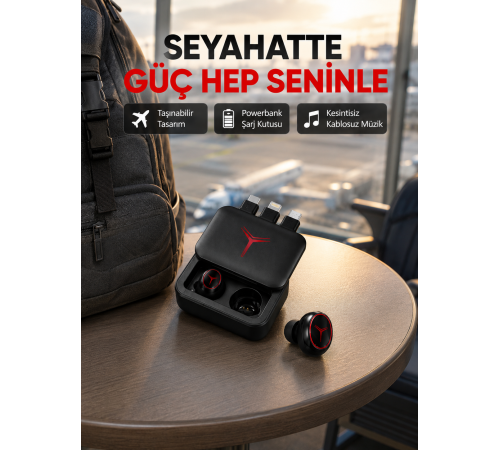 Bluetooth Powerbank Kulaklık – Kablosuz, Uzun Pil Ömrü, Dokunmatik ve Yüksek Ses Kalitesi