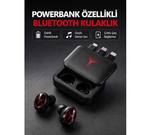 Powerbank Özellikli Bluetooth Kablosuz Kulaklık – Dokunmatik Kontrol, Uzun Pil Ömrü, Ergonomik Tasarım