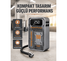 150 PSI Kablosuz Şarjlı Hava Pompası – LED Ekranlı ve Otomatik Kapanma Özellikli