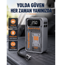 Şarjlı Kablosuz Hava Pompası – 150 PSI Basınç, LED Ekran ve 6000mAh Batarya