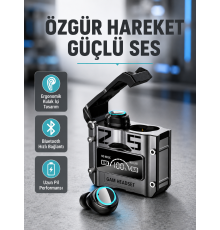 IPX5 Su Geçirmez Kablosuz Bluetooth Kulaklık – Powerbank Şarj Kutulu, Düşük Gecikmeli Oyun Modu