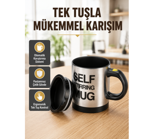 Akıllı Kendi Kendini Karıştıran Termal Kupa – Paslanmaz Çelik