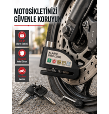 110 dB Alarmlı Disk Fren Kilidi Su Geçirmez Çelik Gövde Motosiklet Güvenlik
