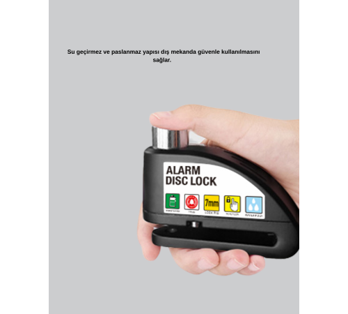 Anti Hırsızlık 110 dB Alarm Disk Fren Kilidi Suya Dayanıklı Çelik Güvenlik Kilidi