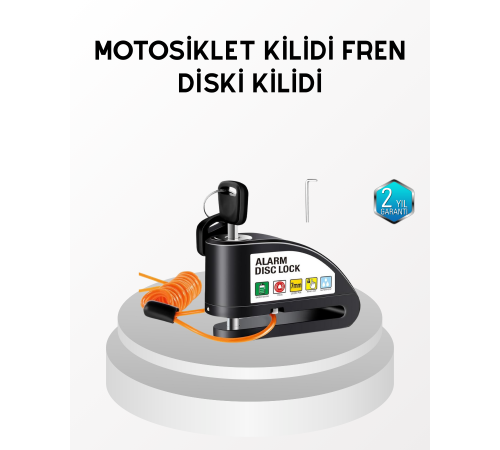 Anti Hırsızlık 110 dB Alarm Disk Fren Kilidi Suya Dayanıklı Çelik Güvenlik Kilidi