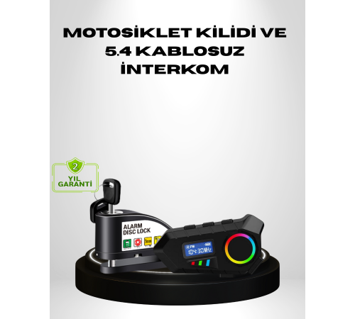 Bluetooth 5.4 İntercom ve Alarmlı Disk Kilidi Seti Güçlü Ses ve Güvenlik