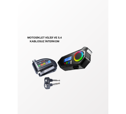 Bluetooth 5.4 İntercom ve Alarmlı Disk Kilidi Seti Güçlü Ses ve Güvenlik