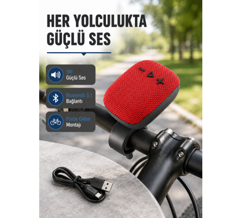 Taşınabilir Kablosuz Hoparlör – 5W Güç, TWS Bağlantı ve 800mAh Pil